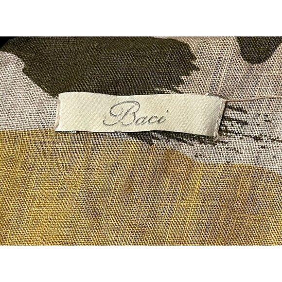 BACI 100% Linen Beige Printed Roll Tab Sleeve Boho Hooded Jacket - ITALY - Picture 7 of 9